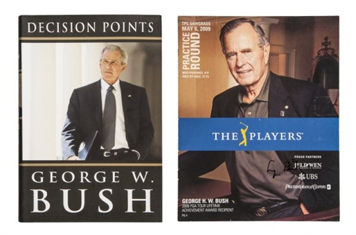 Presidential Bush Lot of (2): George W. Bush Signed Book & George H.W. Bush Signed Program